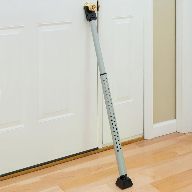 sabre Adjustable Door Security Bar with Vibration Detecting Alarm, 115dB Alarm Audible Up To 1,100 Ft (335 m), Adjusts To Fit Most Hinged & Sliding Doors, Rubberized Foot for Strong Grip, Collapsible - Image 4